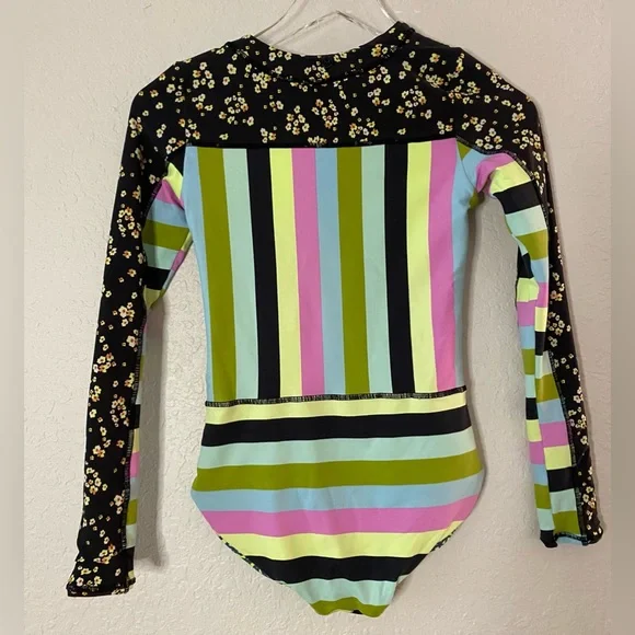 Maaji Green and Pink Rashguard Swimwear with Long Sleeves